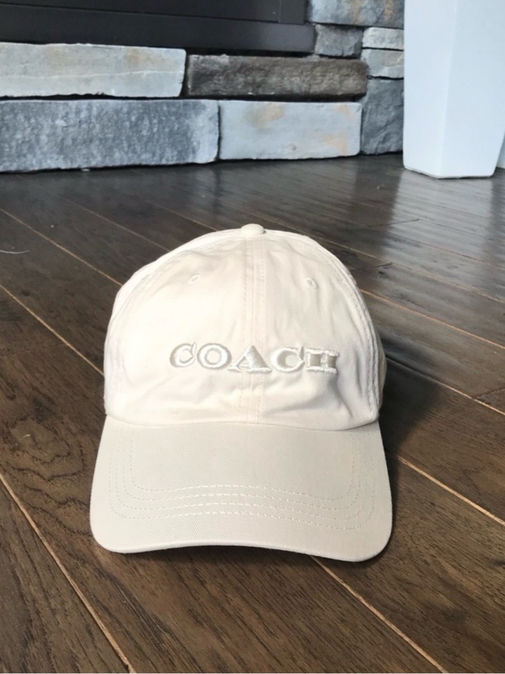 Coach Cream Embroidered Logo Baseball Cap